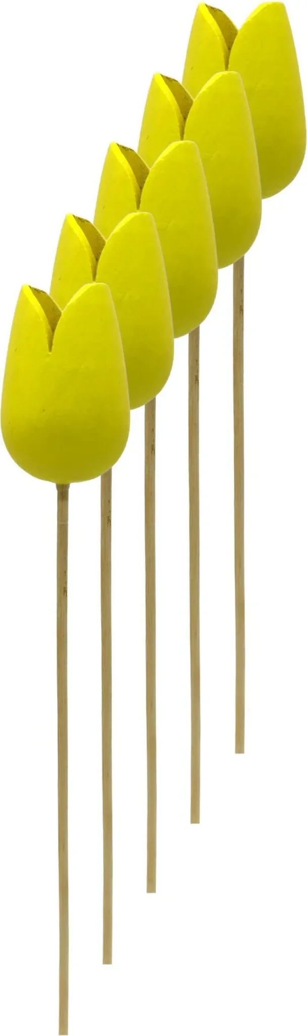 Holz-Dekostecker Tulpe – Gelb, 36 cm, 5er-Set