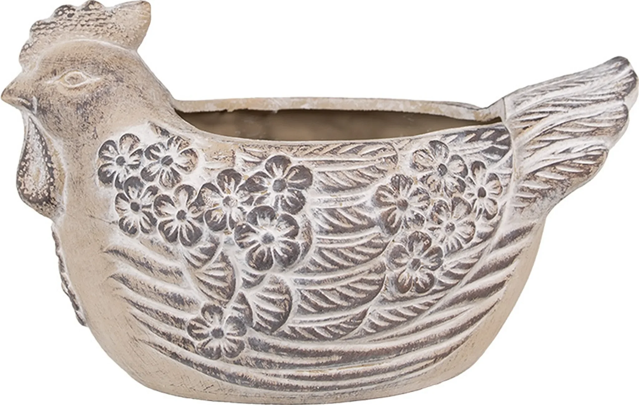 Blumentopf „Huhn“ 26×16×15 cm – Stein, Beige