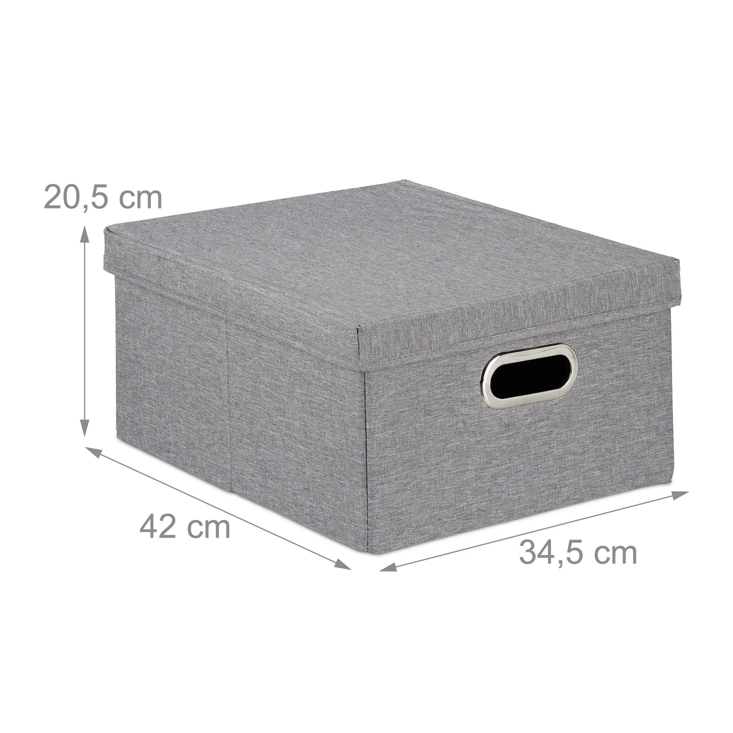 Relaxdays Aufbewahrungsbox mit Deckel 2er Set grau