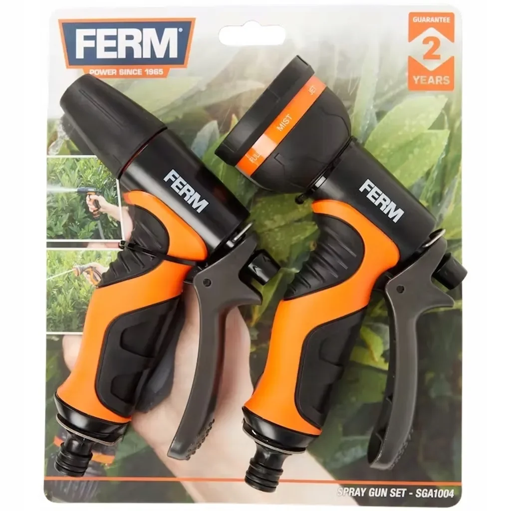Ferm Bewässerungsset Gartenregner und Spritzpistole 8 Funktionen