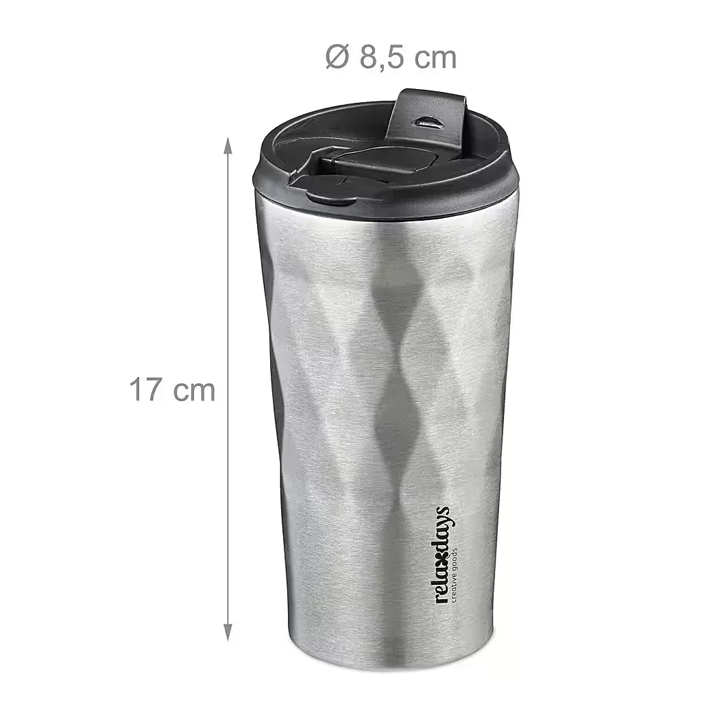 Relaxdays Thermobecher to go Edelstahl 350 ml Kaffeebecher