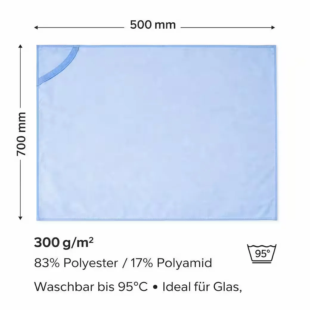BAYLI Fensterputztücher 2er Set Mikrofaser Glastuch 500x700 mm 300g
