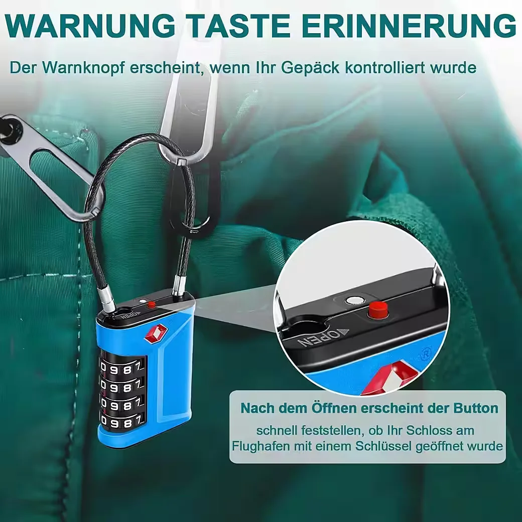LUXUSKOLLEKTION TSA Kofferschloss Zahlenschloss 4 stellig Blau 2er Set