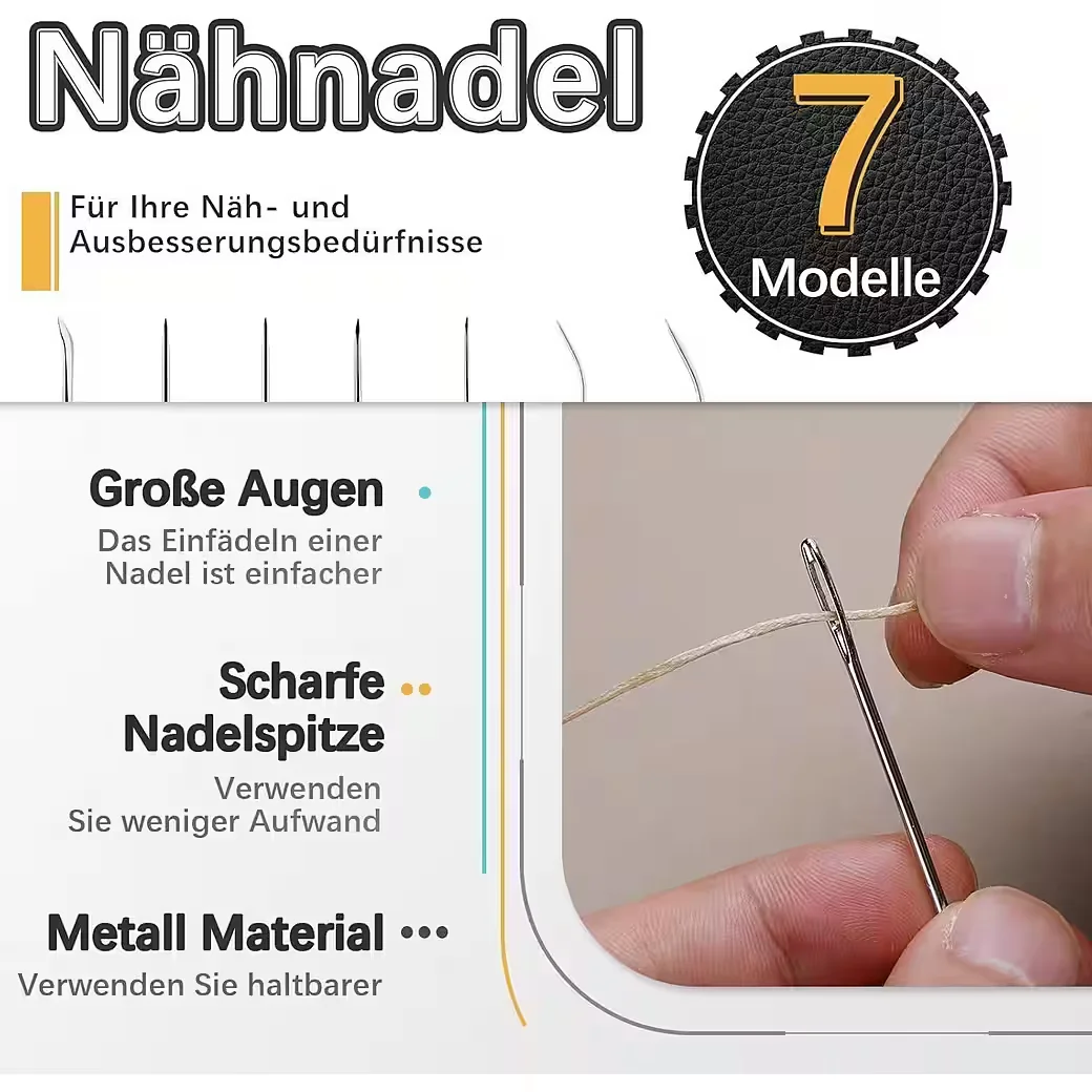 LUXUSKOLLEKTION Nähnadeln DIY Lederfaden Set mit 150D Wachsfaden
