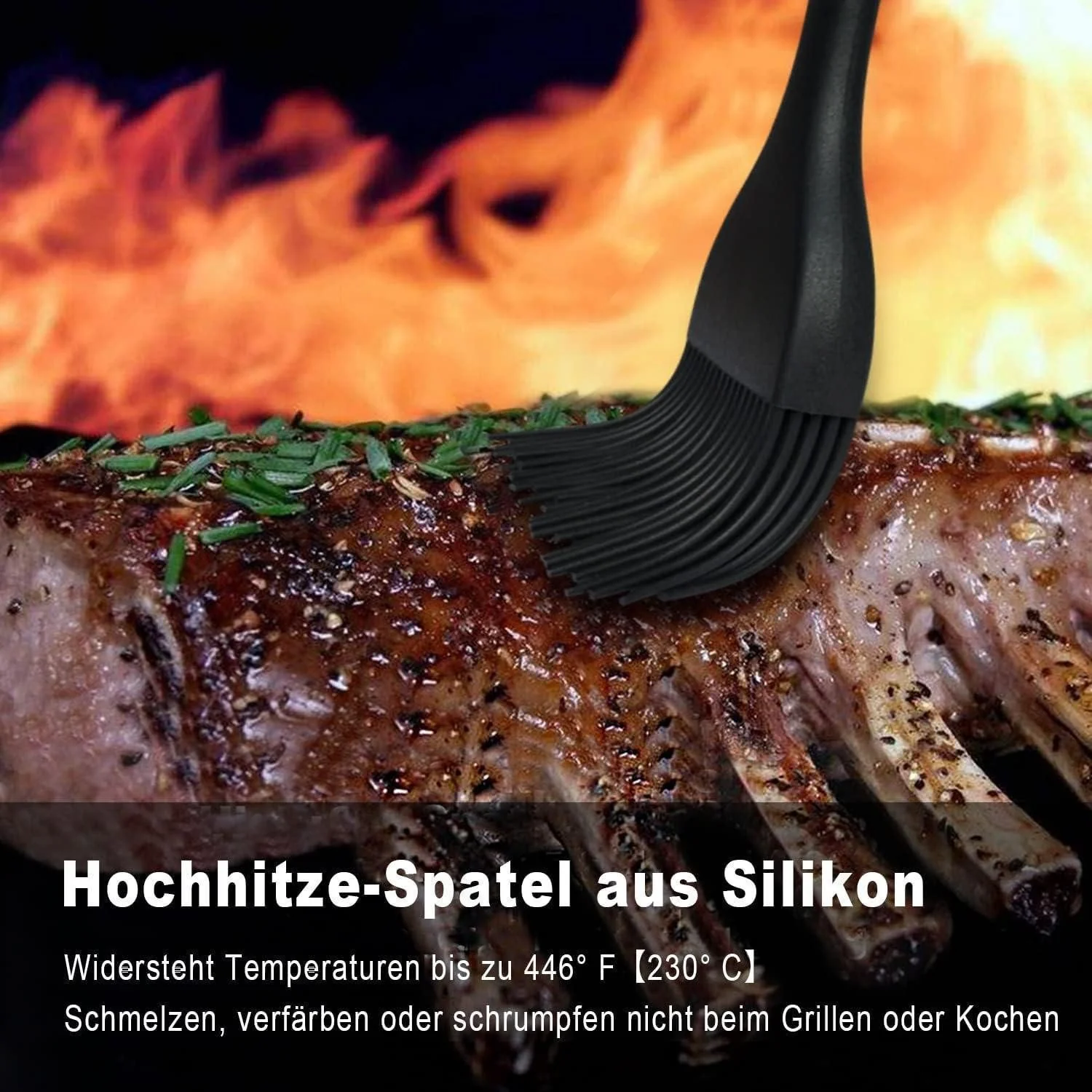 LUXUSKOLLEKTION Grillzangen 4er Set Edelstahl hitzebeständig schwarz