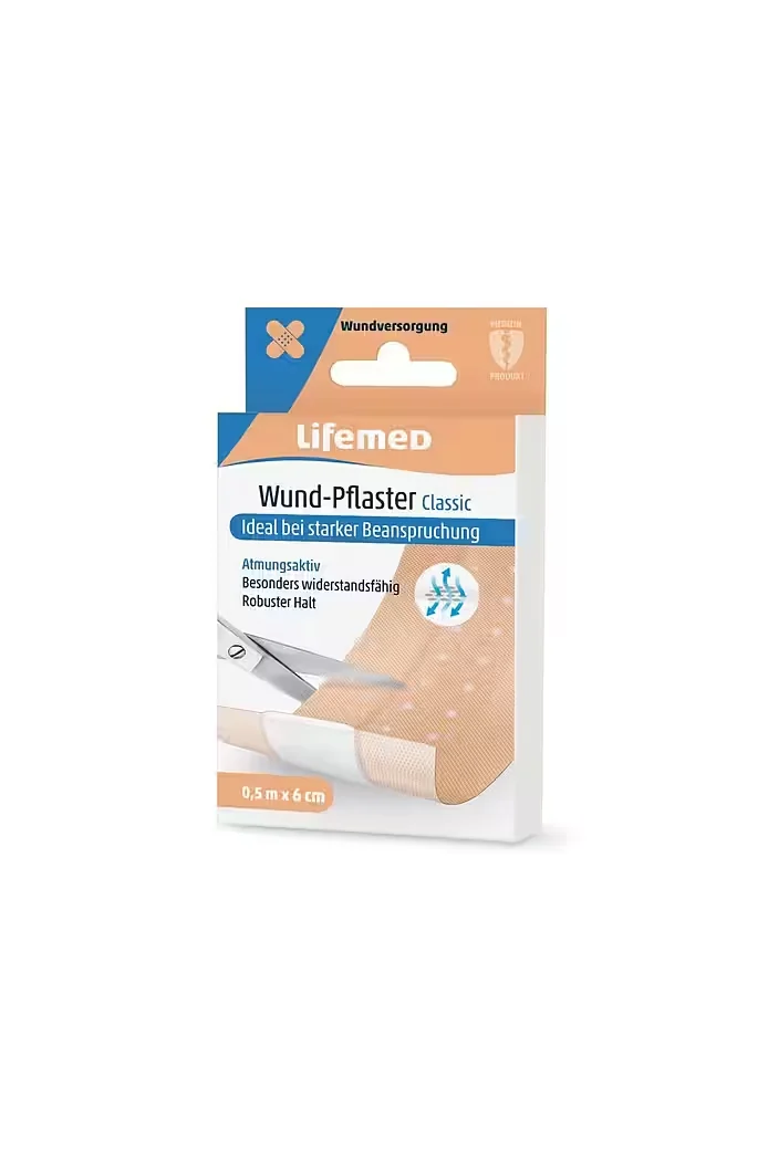 Lifemed Wund-Pflaster Classic – 0,5 m × 6 cm, hautfarben