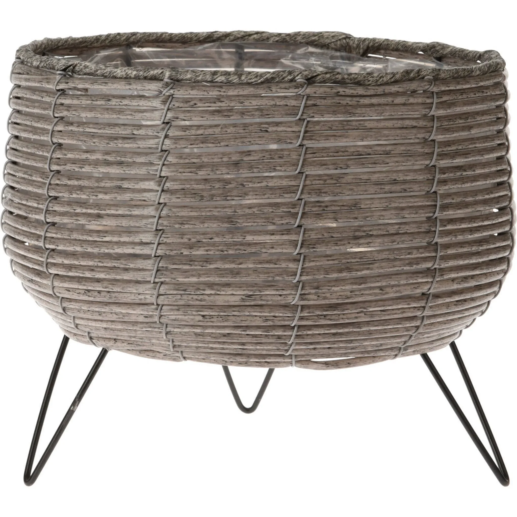 Blumentopf mit Füßen Ø 25×23 cm – Taupe, mit Folie