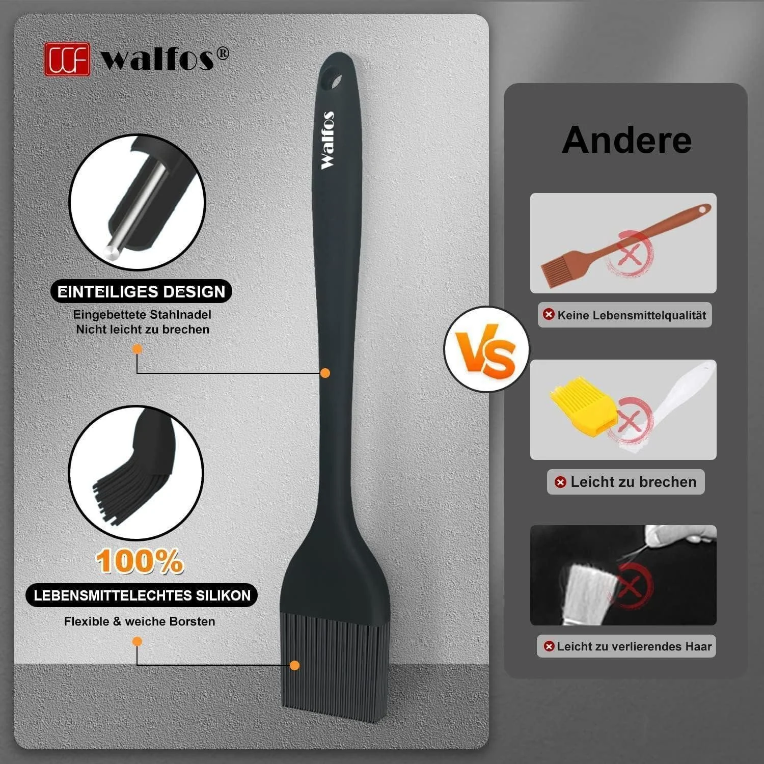 LUXUSKOLLEKTION Grillzangen 4er Set Edelstahl hitzebeständig schwarz