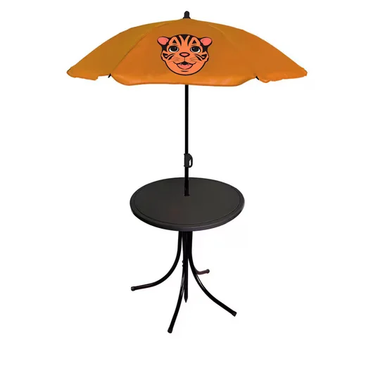 MOJAWO Kinder Campingmöbel Set 4-tlg Tiger Tisch Stuhl Sonnenschirm
