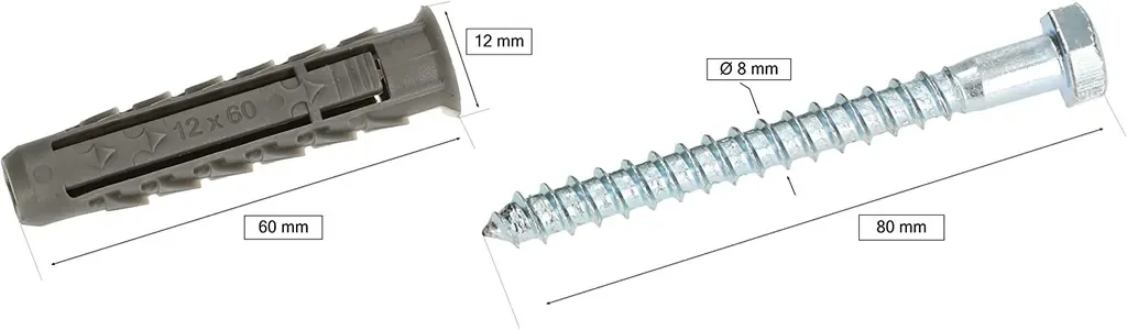 KOTARBAU Universaldübel mit Sechskantschraube Set 8 Stk 12x80 mm