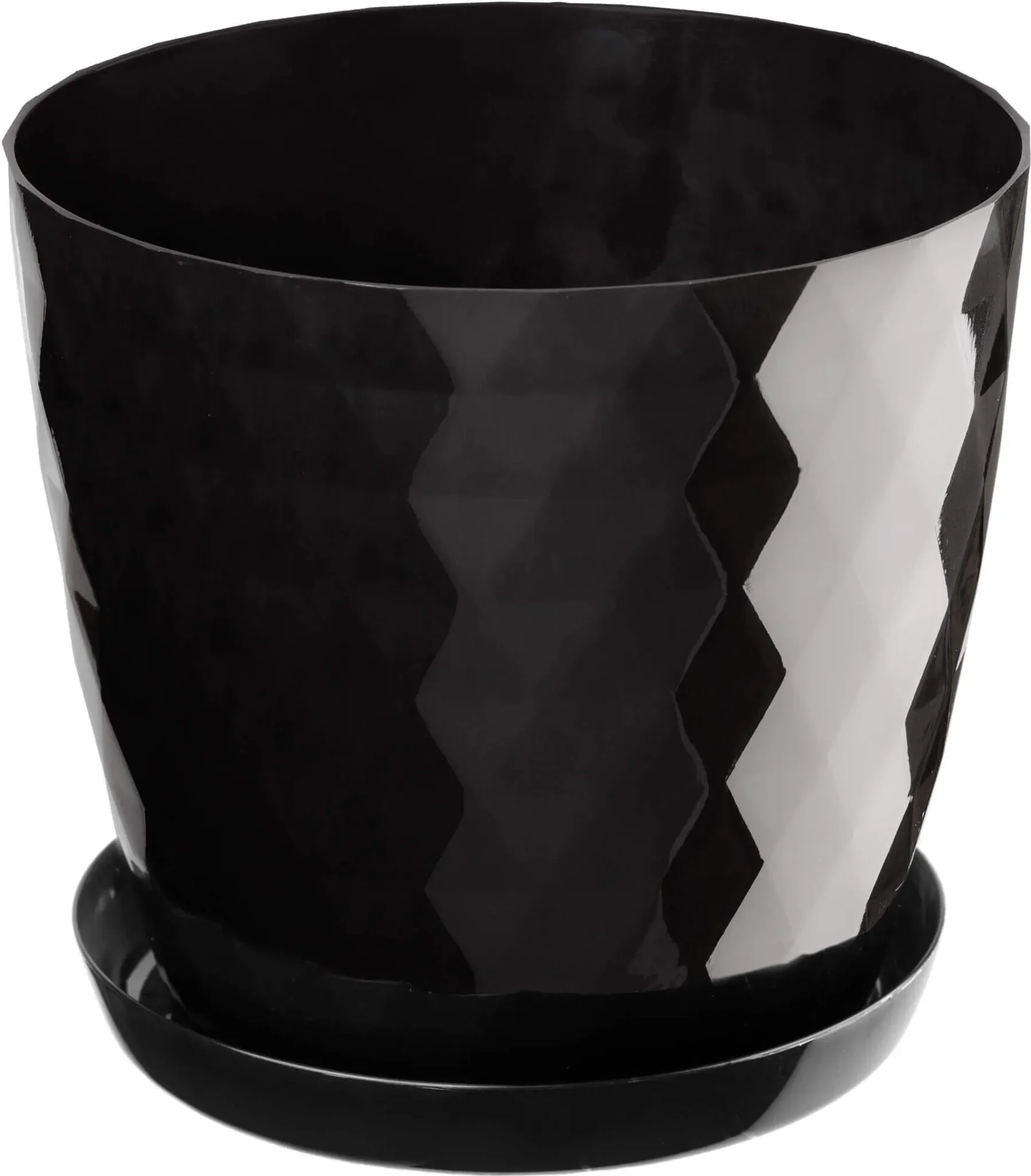Blumentopf 25 cm mit Untersetzer – Kunststoff, Schwarz