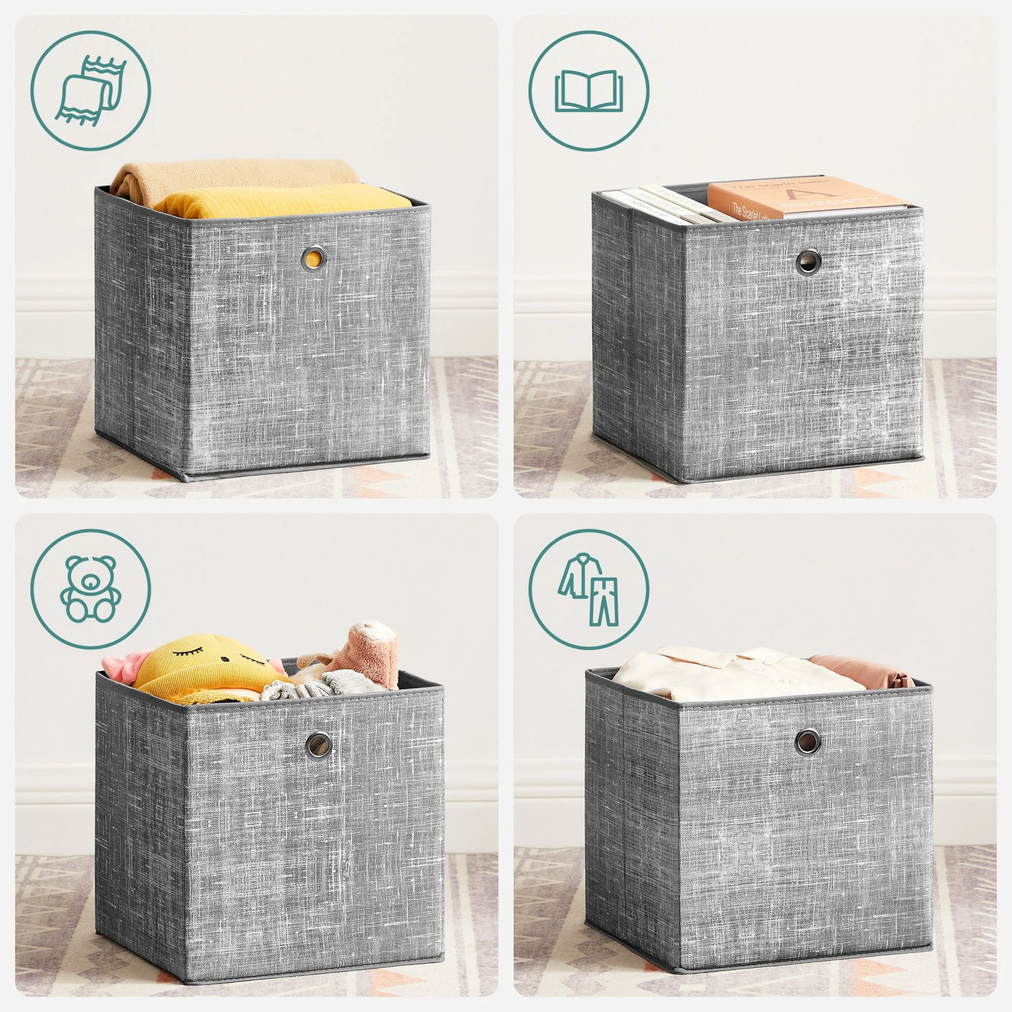 SONGMICS Aufbewahrungsboxen 6er Set Vliesstoff mit Griff