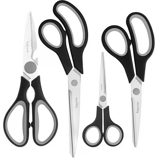 LUXUSKOLLEKTION Küchenscheren Set 4-teilig Edelstahl Schwarz Grau