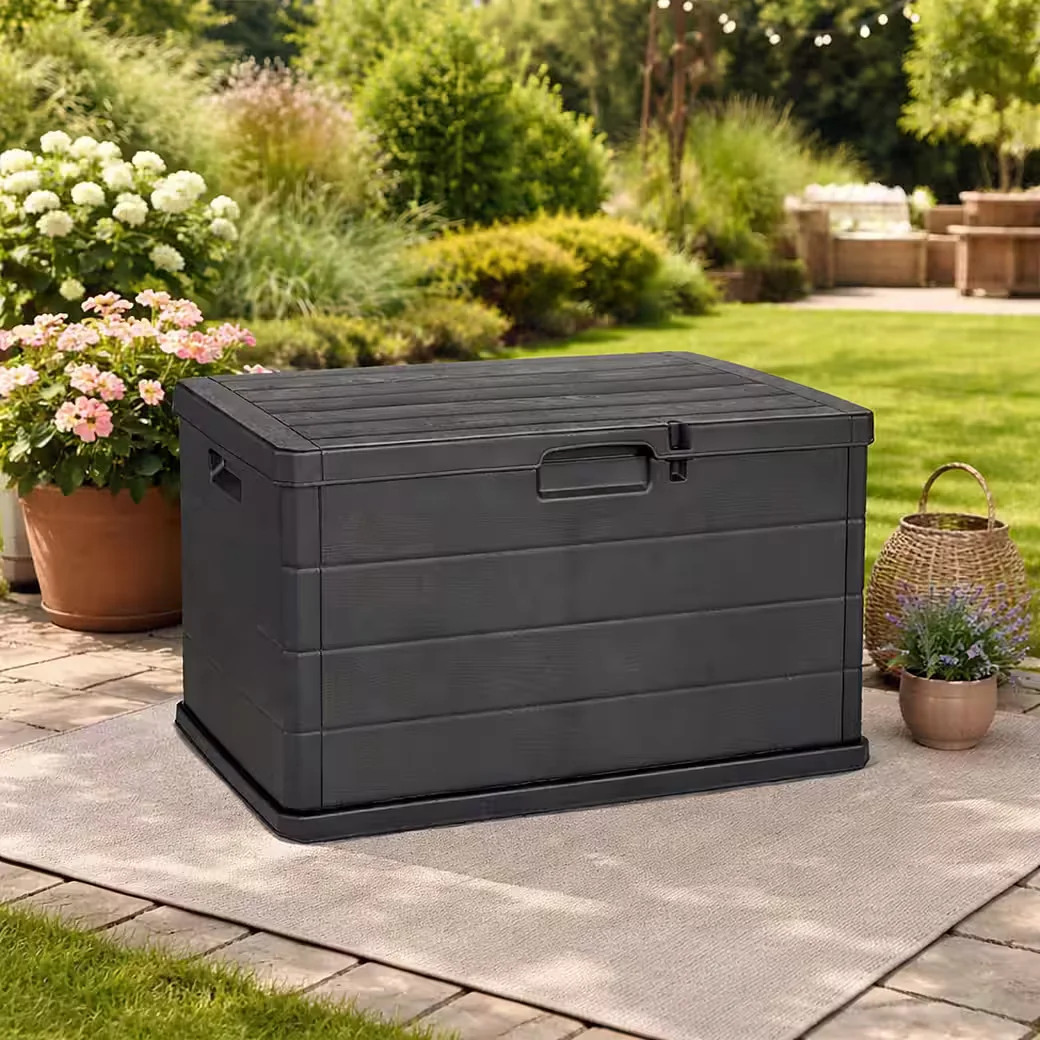 MOJAWO Auflagenbox 170L Kissenbox Sitzbank Kunststoff Anthrazit