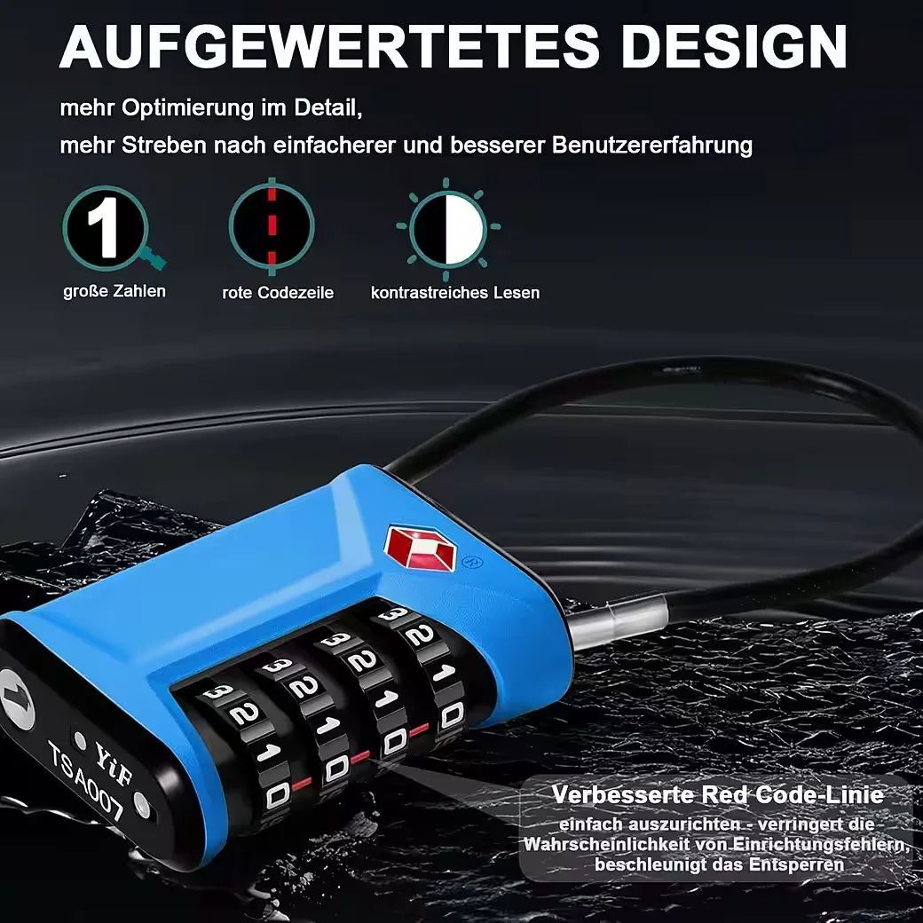 LUXUSKOLLEKTION TSA Kofferschloss Zahlenschloss 4 stellig Blau 2er Set