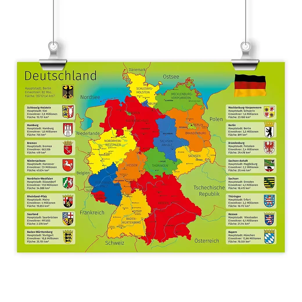Kinder Lernposter Deutschland – DIN A3 (420 × 297 mm)
