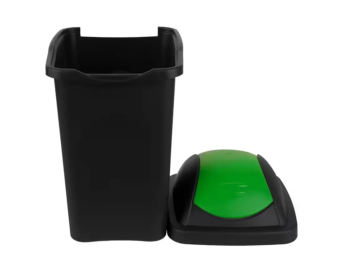 BIGDEAN Mülleimer 60L XL mit Schwingdeckel schwarz grün Abfalleimer