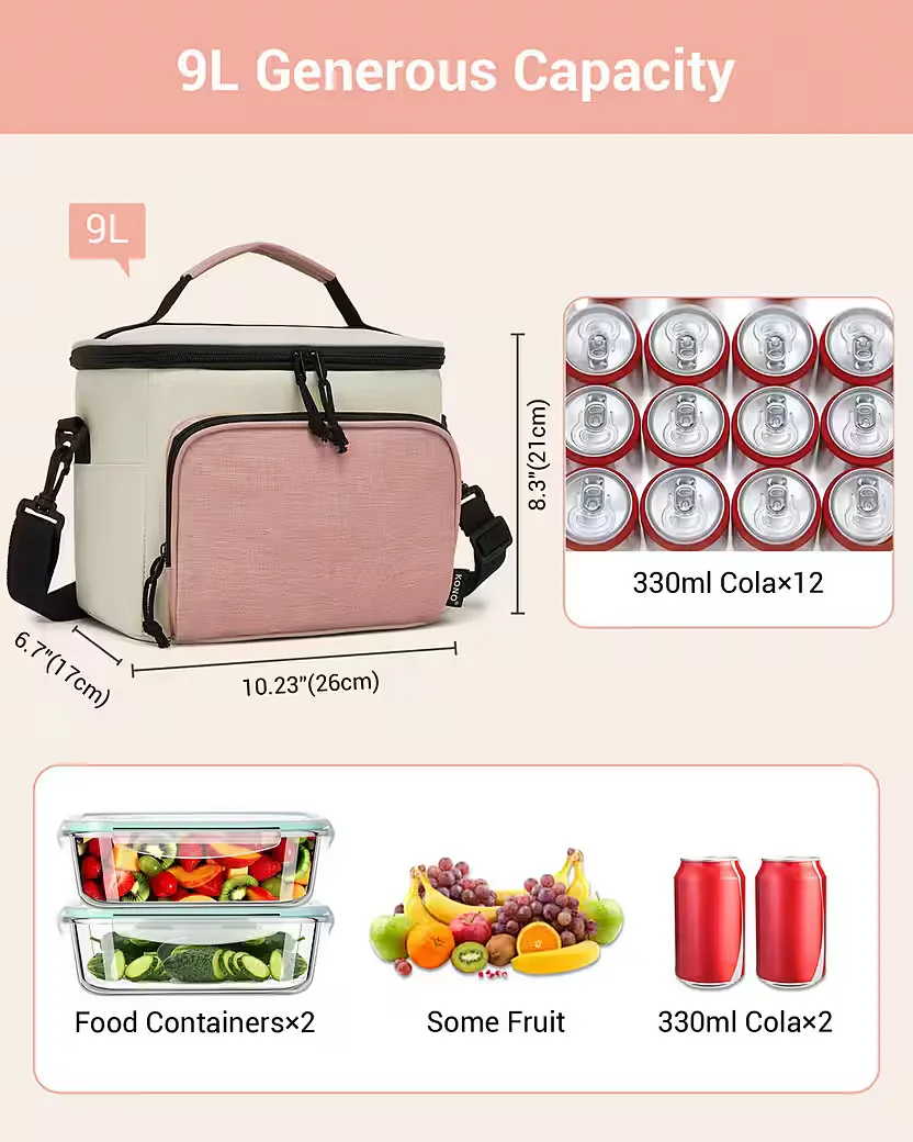 KONO Kühltasche 9L Picknicktasche Lunchtasche 26x17x21 cm