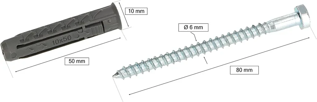 KOTARBAU Universaldübel mit Sechskantschraube 10x80 mm 15 Stk