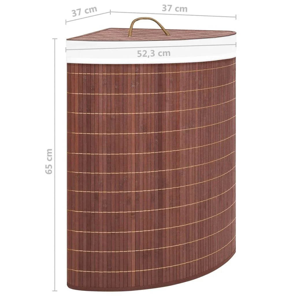 FURNICATO Eck Wäschekorb aus Bambus 52,3 x 37 x 65 cm Braun