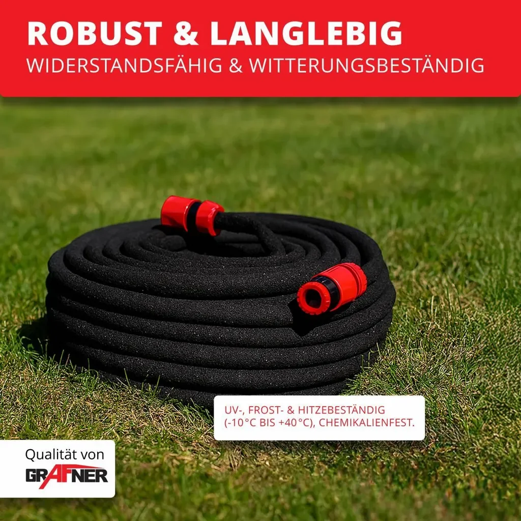 Grafner Perlschlauch Set 1/2 Zoll 15 m mit Anschlussset Tropfschlauch