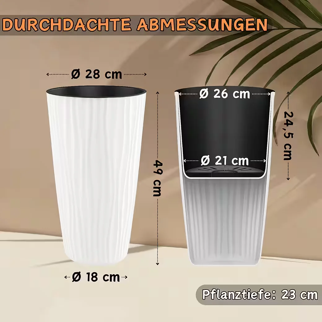 ENGELLAND Blumentopf mit entnehmbarem Einsatz und Bewässerungssystem