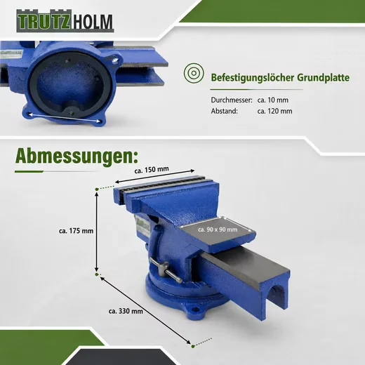 TRUTZHOLM Schraubstock parallel 360 Grad drehbar mit Amboss 150 mm