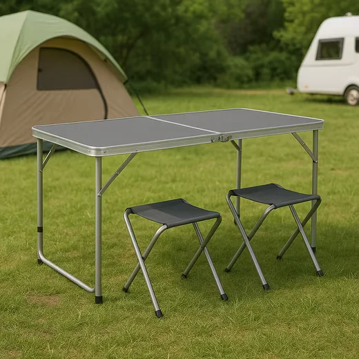 GREEMOTION Faro Campingtisch Klapptisch Set anthrazit mit 4 Stühlen