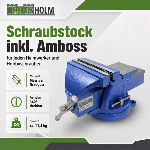 TRUTZHOLM Schraubstock parallel 360 Grad drehbar mit Amboss 150 mm