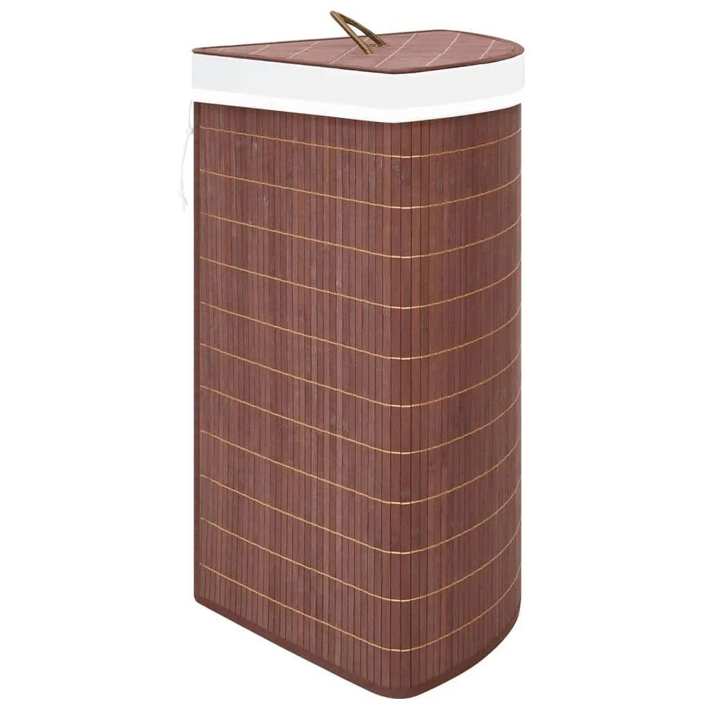 FURNICATO Eck Wäschekorb aus Bambus 52,3 x 37 x 65 cm Braun