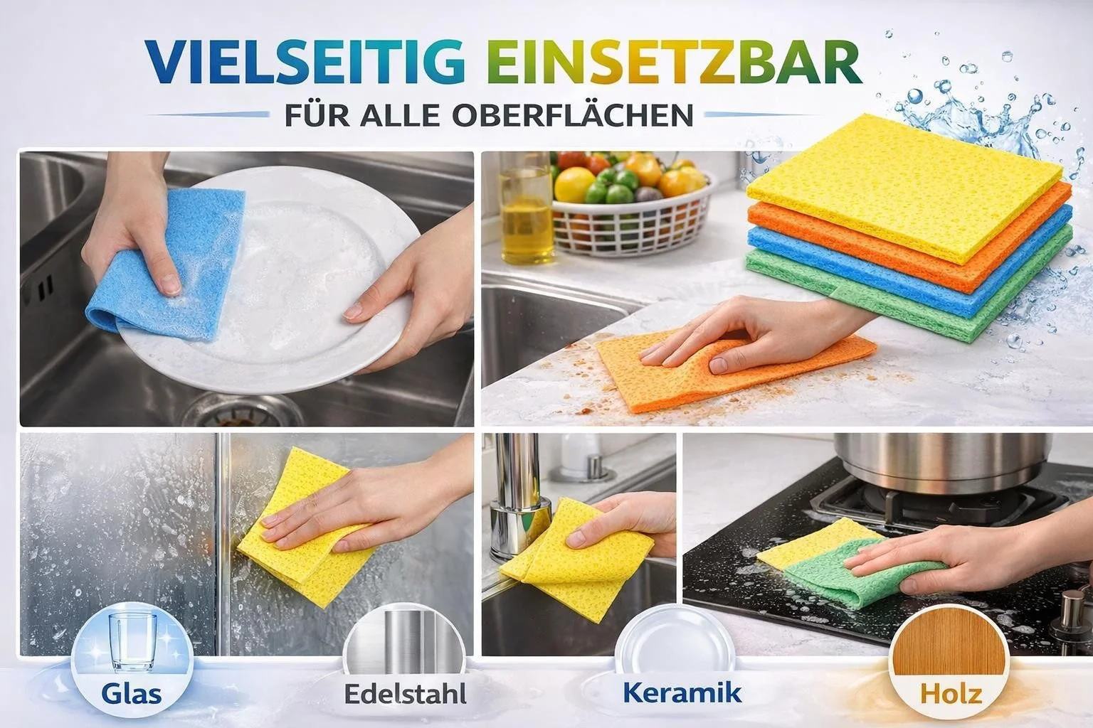 BAYLI Schwammtuch 15er Set 250 x 310 mm Spültücher saugstark
