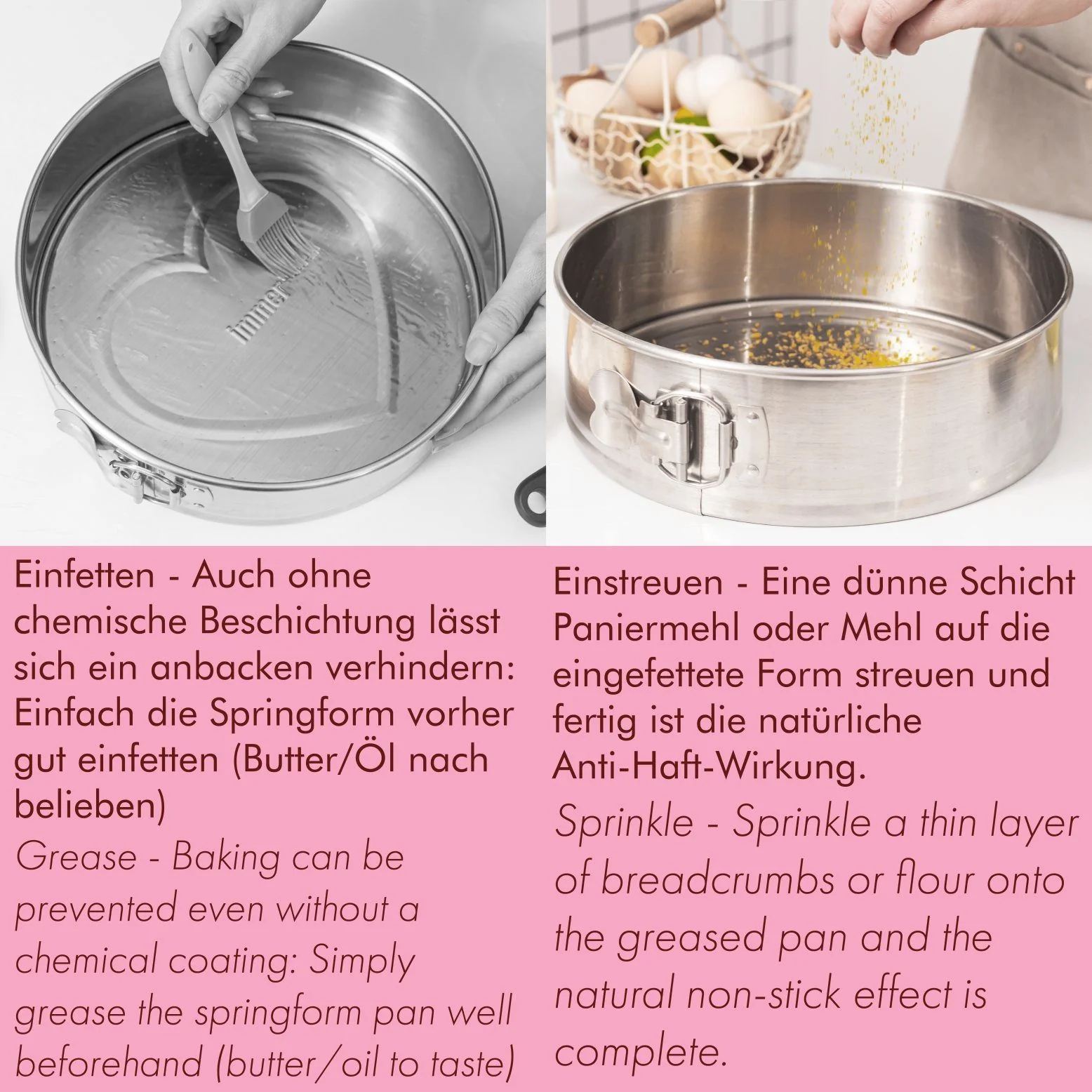 IMMER Springform 25 cm aus Edelstahl, unbeschichtet, PFAS-frei