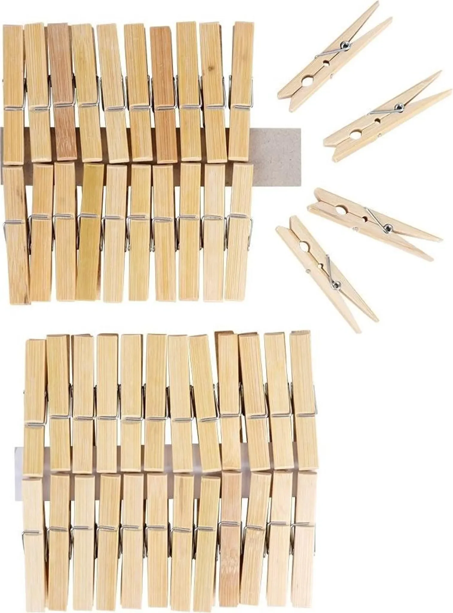 Wäscheklammern aus Bambus – 48er-Set