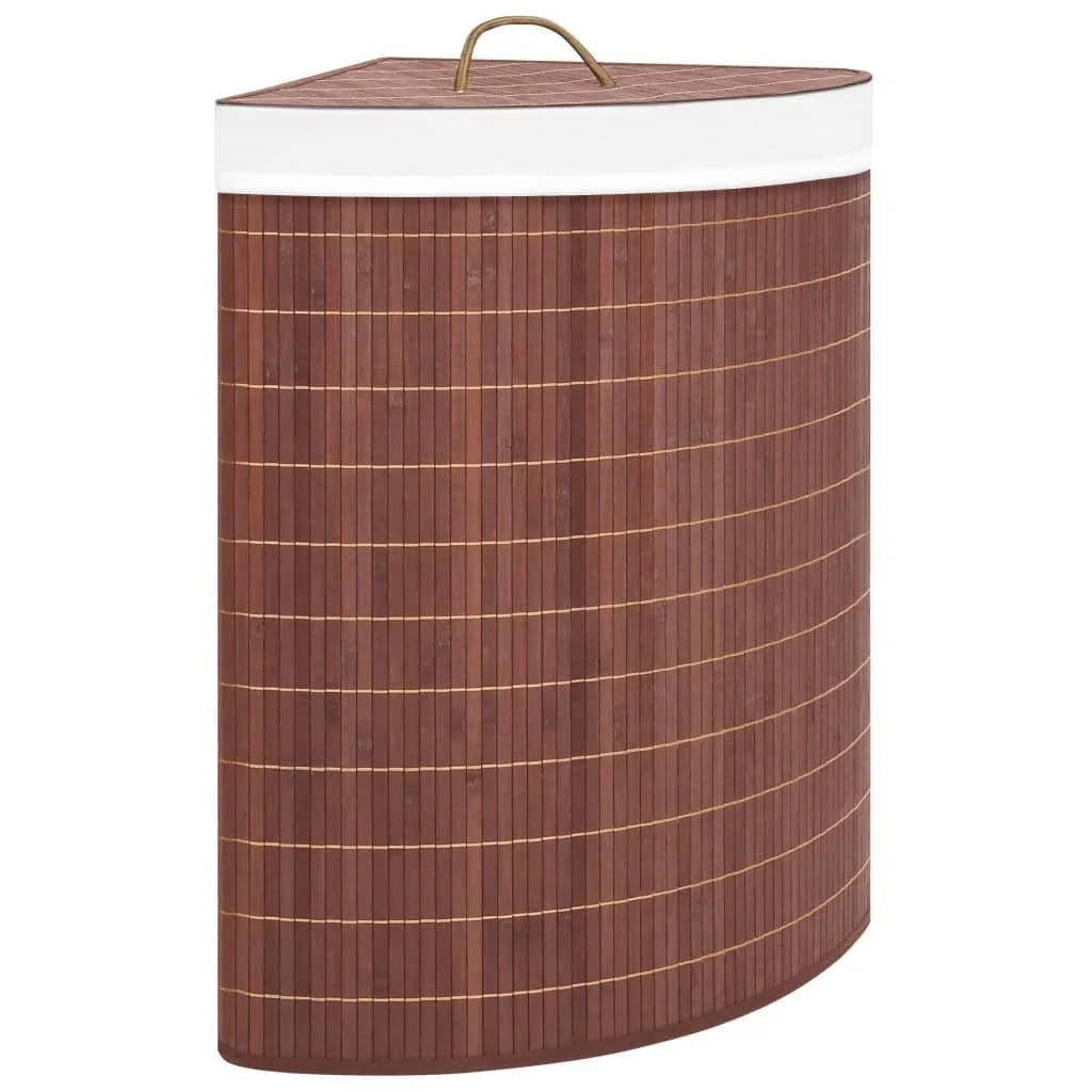 FURNICATO Eck Wäschekorb aus Bambus 52,3 x 37 x 65 cm Braun