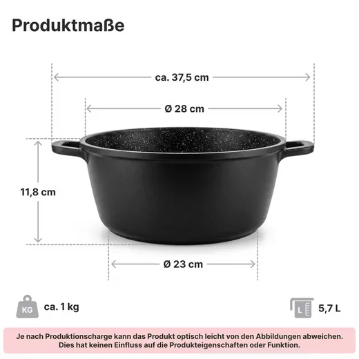 CHEFFINGER Aluguss-Kochtopf 28 cm 6 L, Antihaft, Induktion
