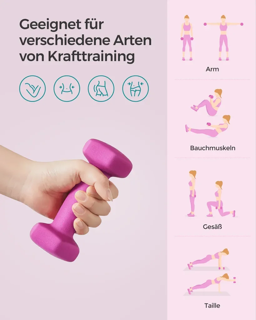 SONGMICS Kurzhanteln Set 2 x 1 kg Hexagon Neopren für Zuhause
