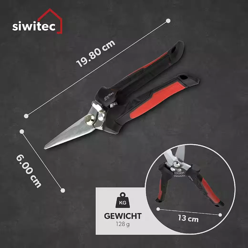 SIWITEC SG-12 Gartenschere mit gerader Klinge, Pflanzenschere