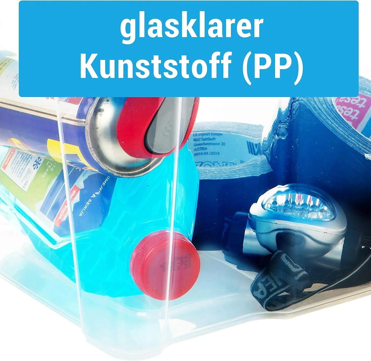 Centi Aufbewahrungsbox 2er Set 30 L mit Deckel stapelbar transparent