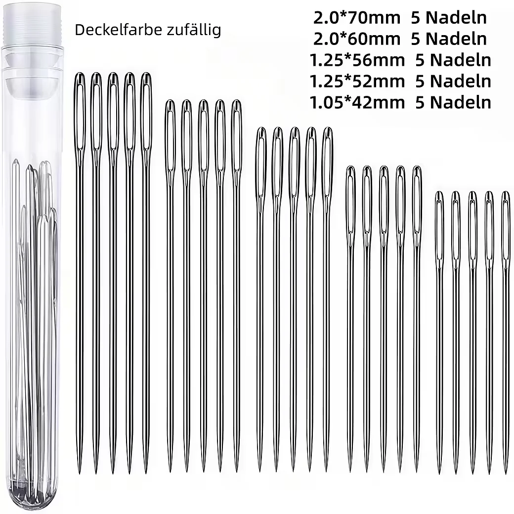 FOUORTUNATE-BEE Nähnadel-Set 25-teilig, große Ösen, Handnähnadeln