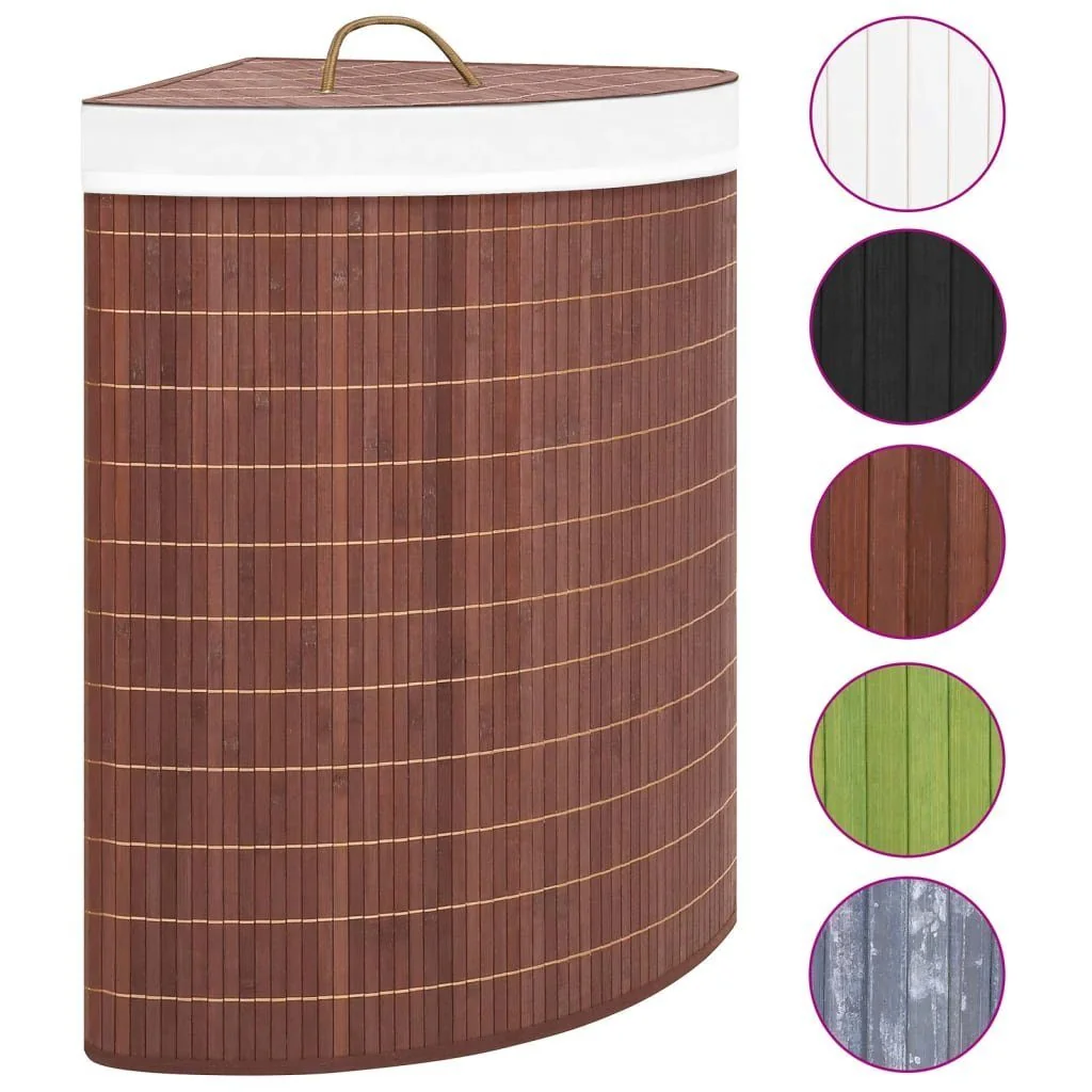 FURNICATO Eck Wäschekorb aus Bambus 52,3 x 37 x 65 cm Braun