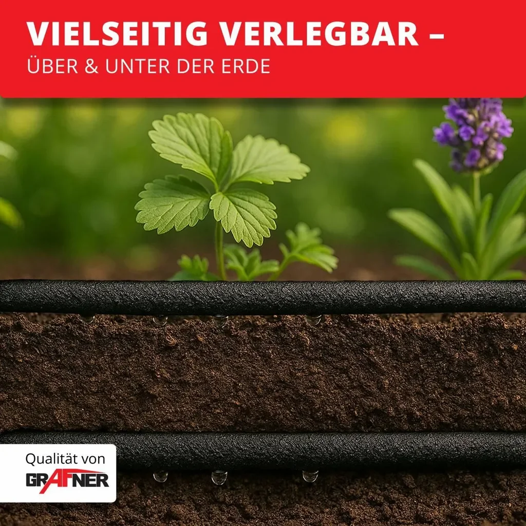 Grafner Perlschlauch Set 1/2 Zoll 15 m mit Anschlussset Tropfschlauch