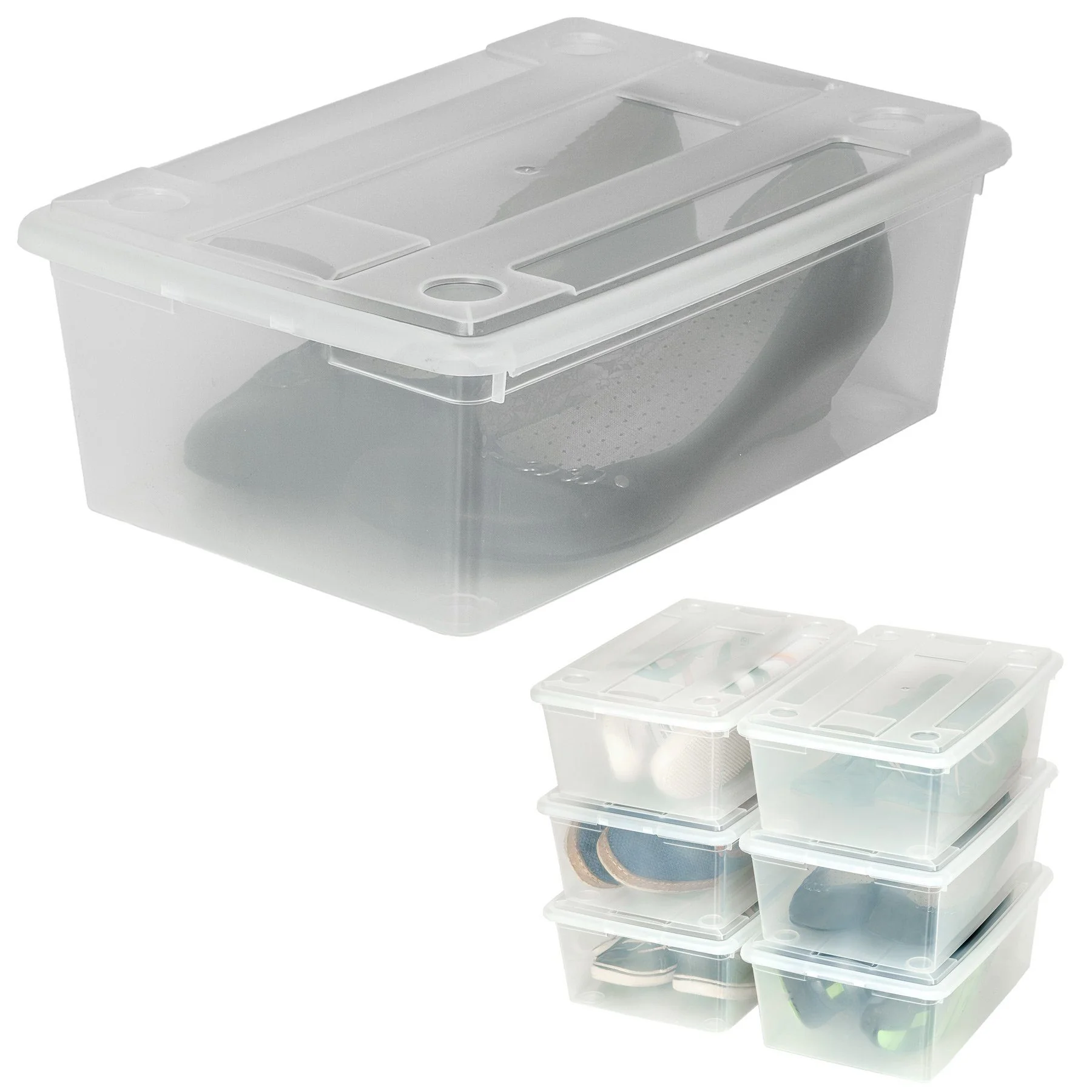 TECTAKE Stapelbox Schuhbox 6er Set stapelbar 6,4 Liter