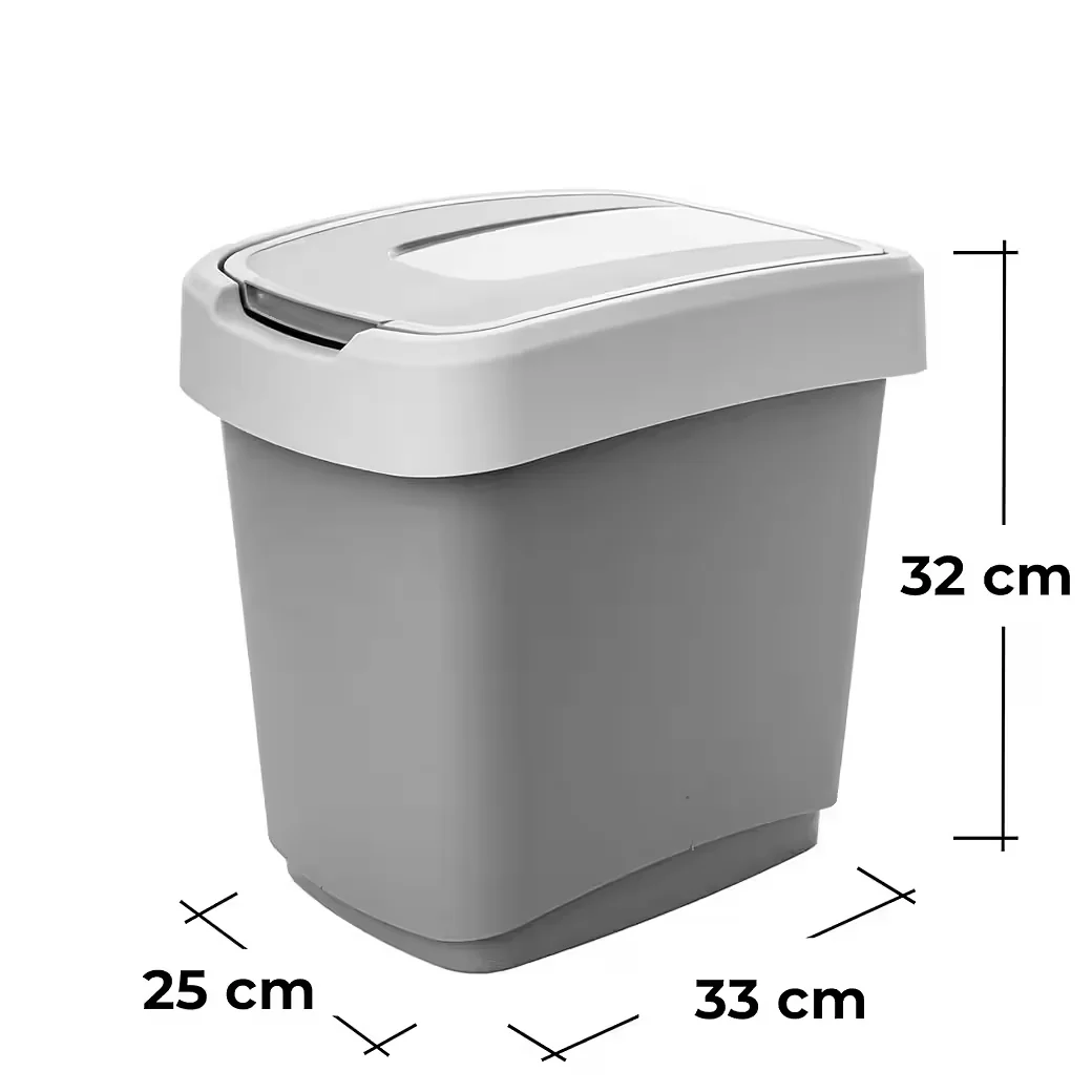 Centi Mülleimer 2er Set 15 L mit Deckel Müllbeutelhalterung grau weiß