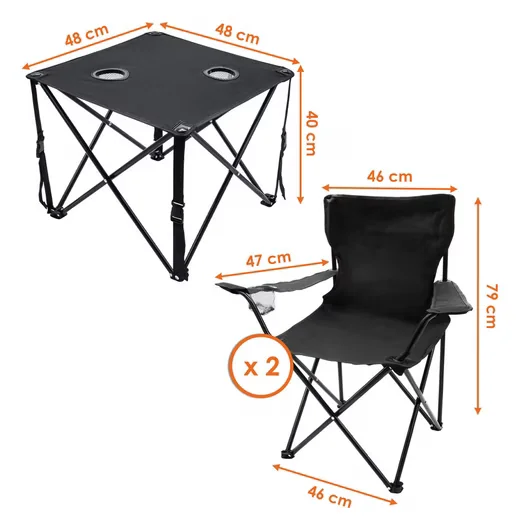Spetebo Campingsitzgruppe Tisch und 2 Stühle für Garten und Camping