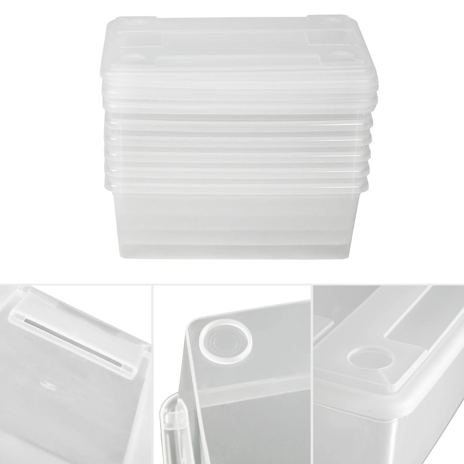 TECTAKE Stapelbox Schuhbox 6er Set stapelbar 6,4 Liter