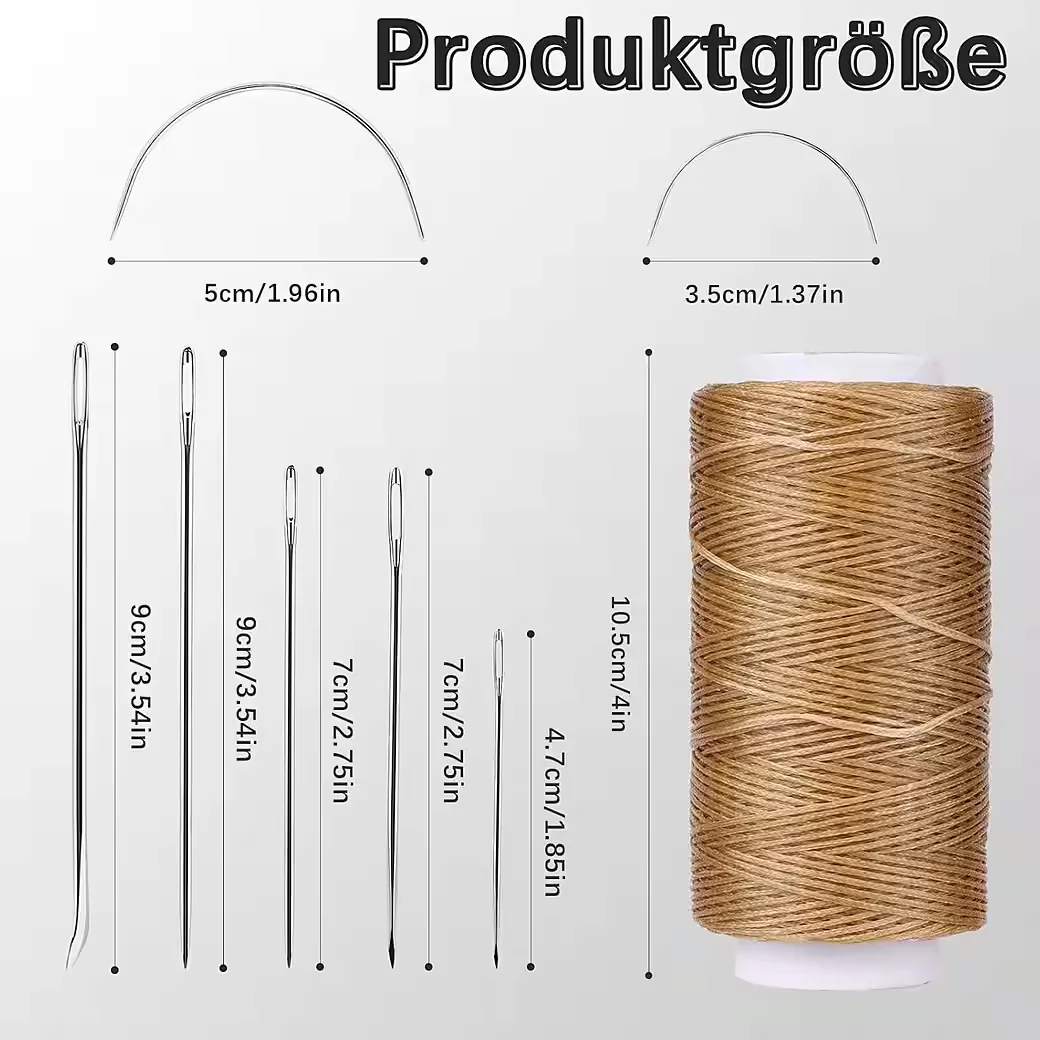 LUXUSKOLLEKTION Nähnadeln DIY Lederfaden Set mit 150D Wachsfaden