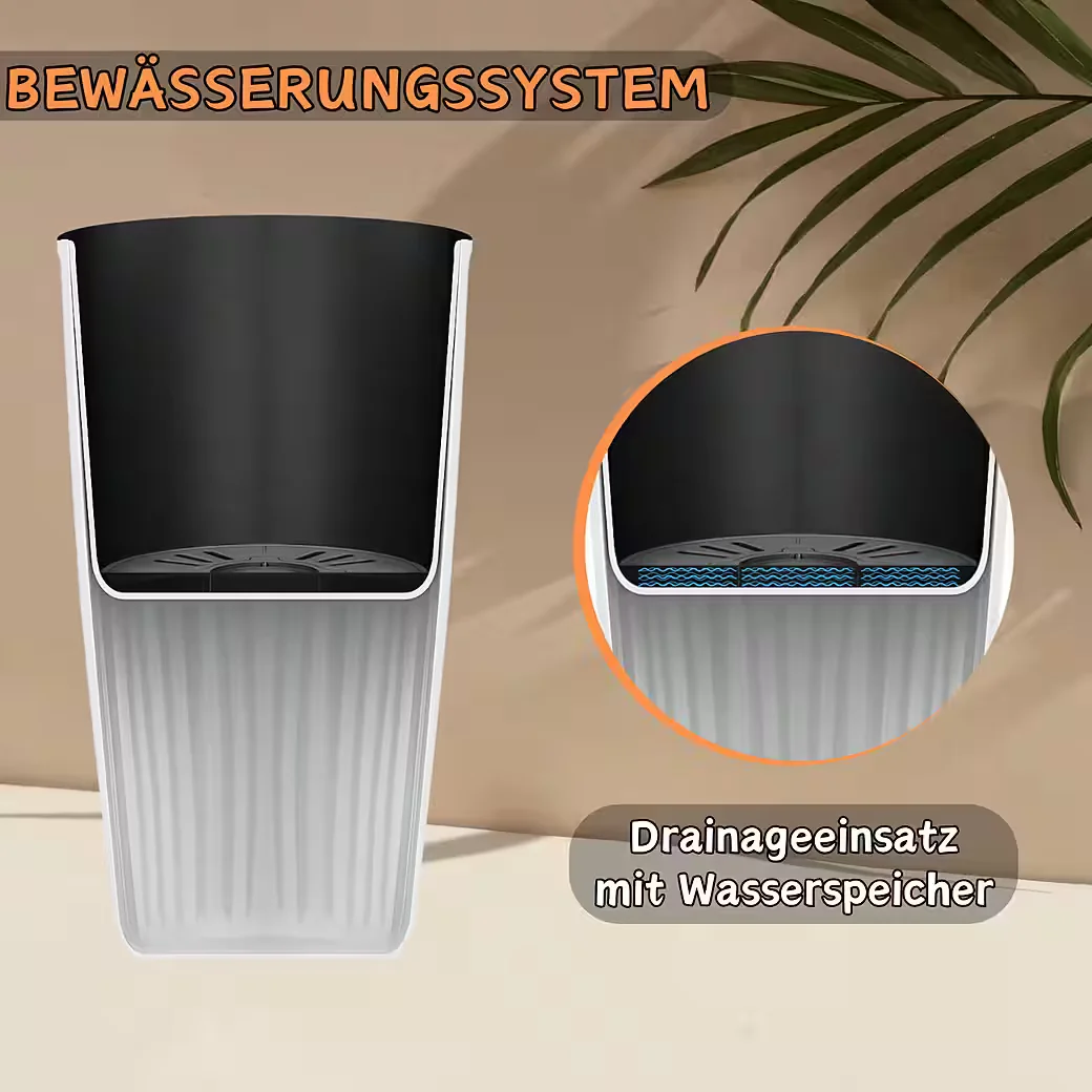 ENGELLAND Blumentopf mit entnehmbarem Einsatz und Bewässerungssystem
