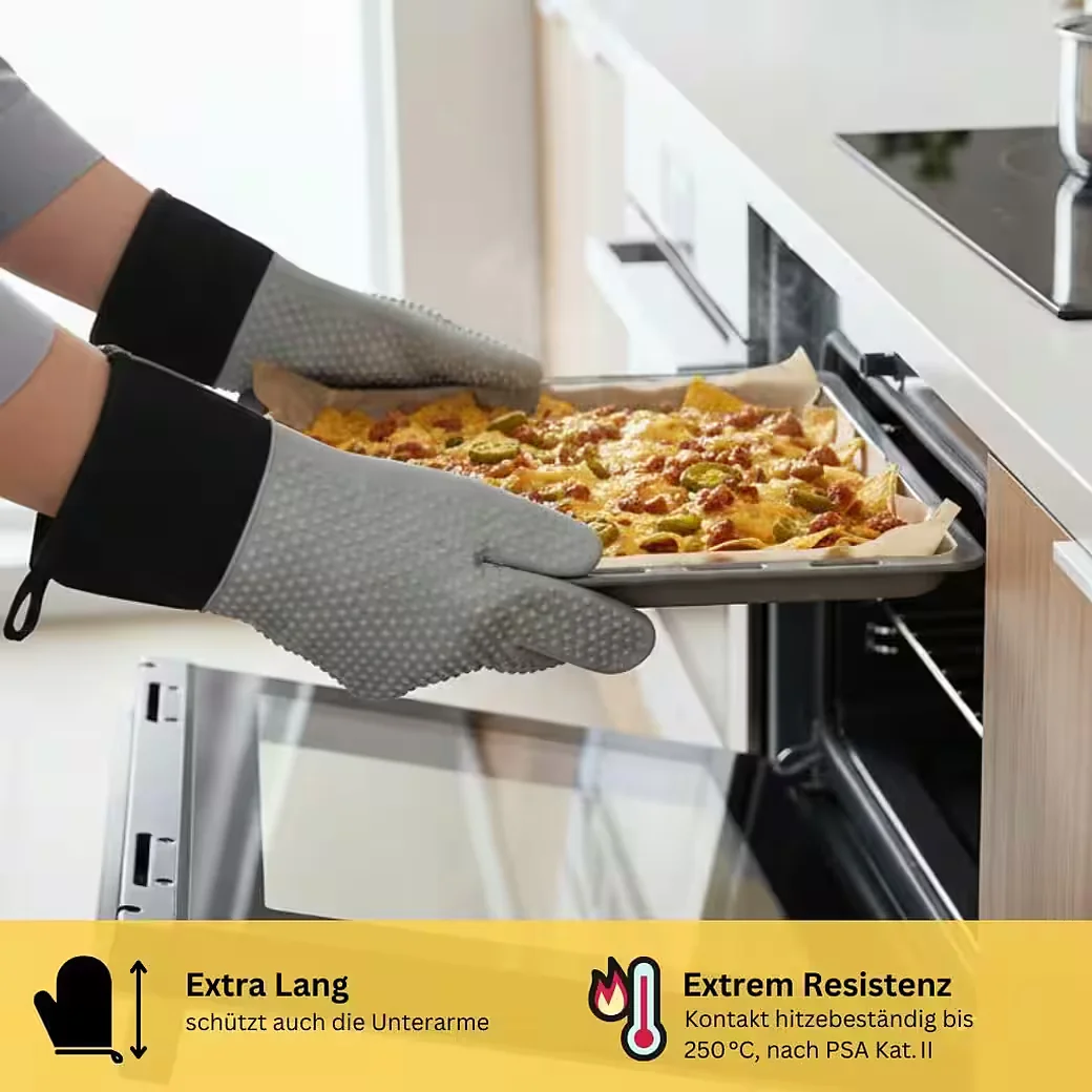 FIRE STONE Grillhandschuhe Silikon Ofenhandschuhe bis 250 Grad 1 Paar