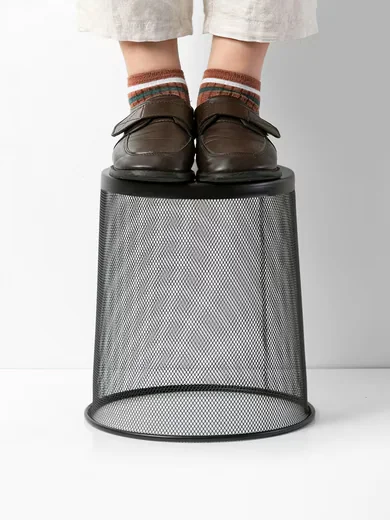 SINOBA Papierkorb aus Metall Mesh 18 L rund 34 cm