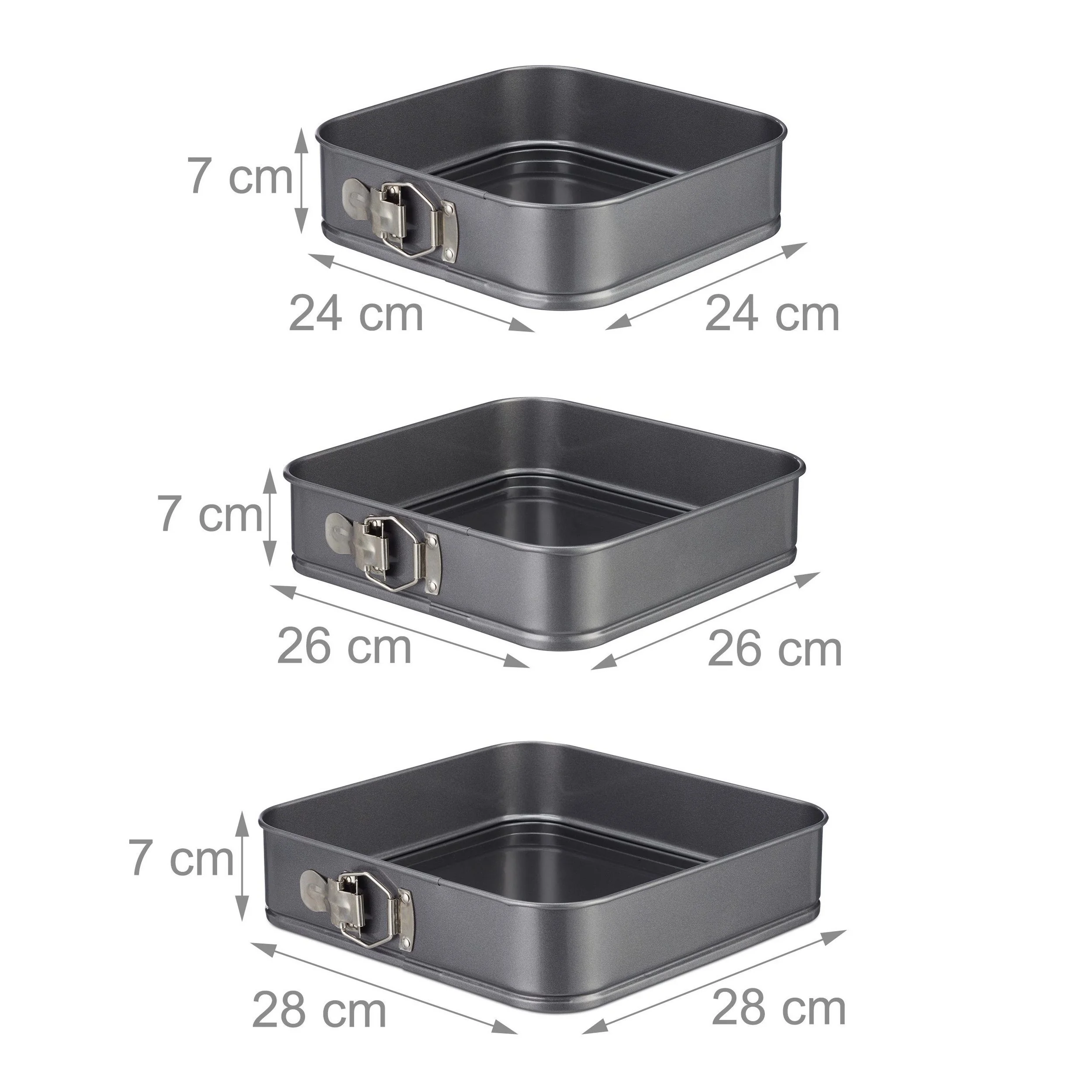 Relaxdays Quadratische Springform 3er Set Backformen